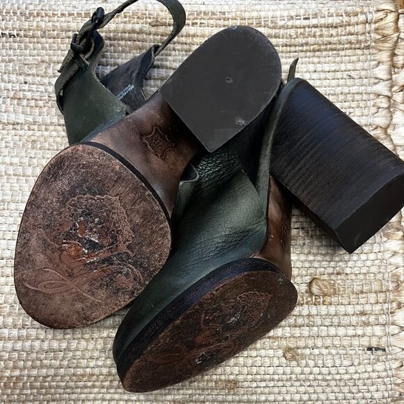 Free People Leather Buckle Booties/Mules Sz 40/9.5 - Picture 6 of 8